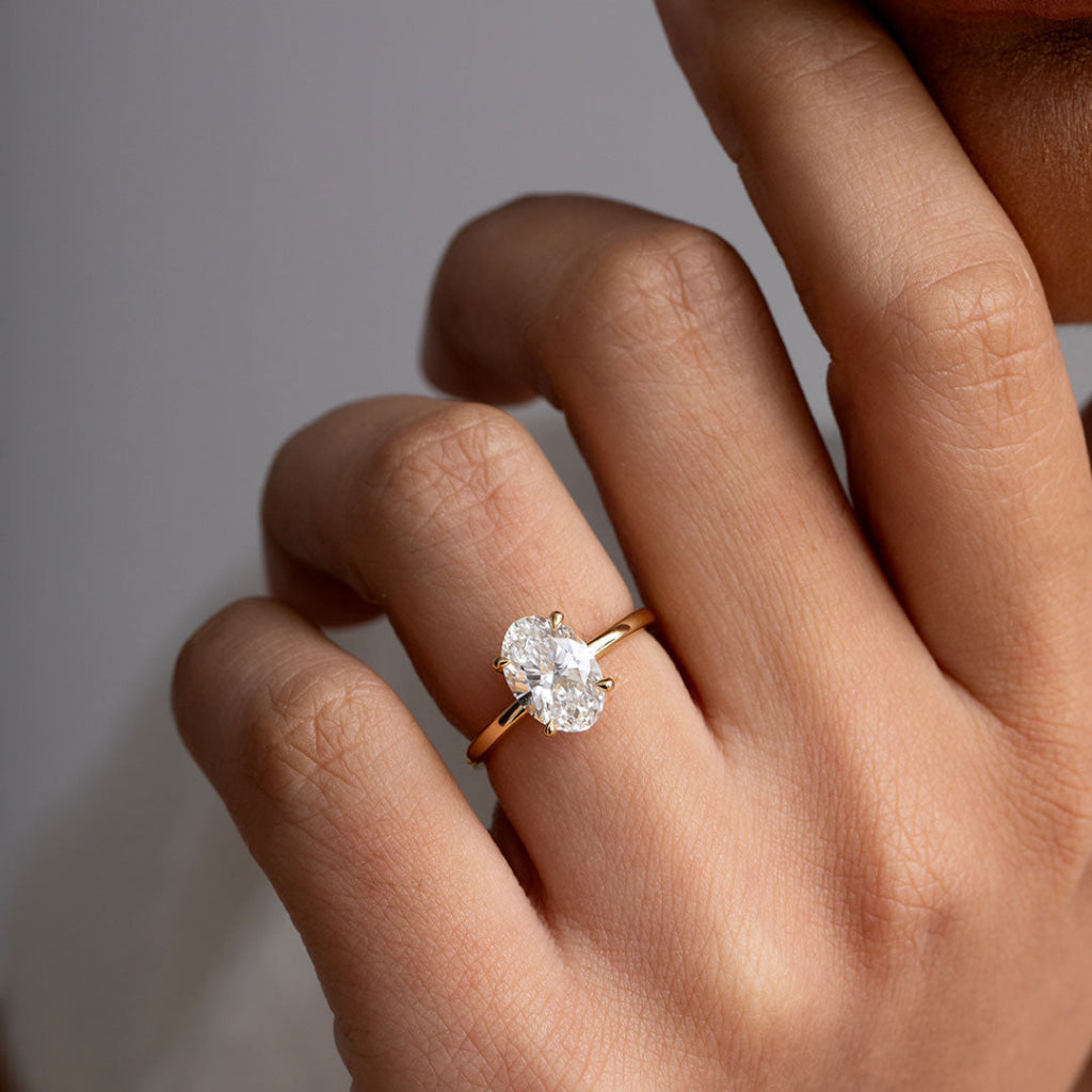 Oval solitaire engagement ring